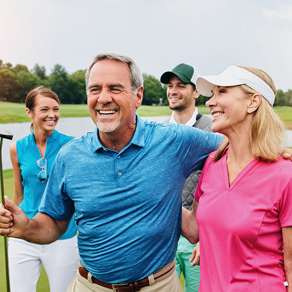 Family, happy people and outdoor for golf sport, physical activity and bonding through recreation